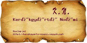 Kerékgyártó Noémi névjegykártya